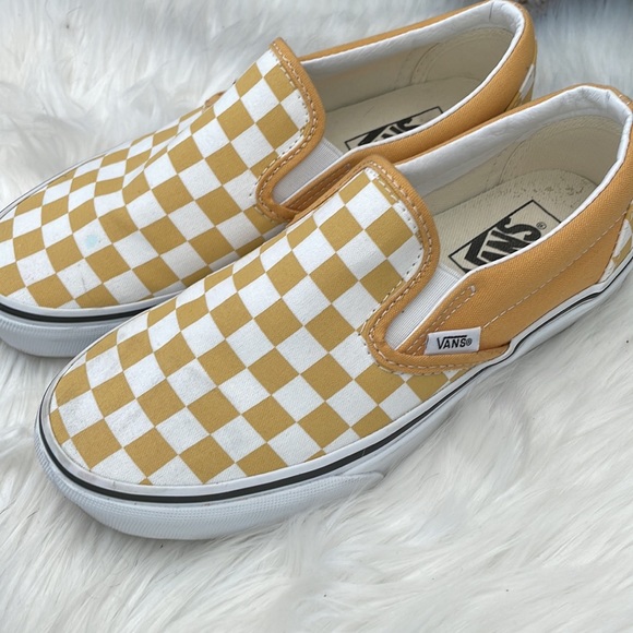 Yellow Checkered Slip On Vans - Picture 3 of 3